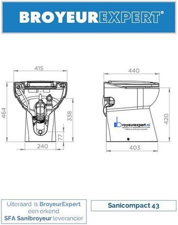 Sanibroyeur Sanicompact 43, Doe-het-zelf en Verbouw, Sanitair, Ophalen of Verzenden, Nieuw, Toilet