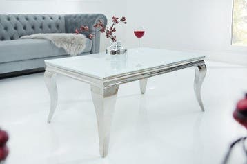 Elegante salontafel MODERN BAROK 100cm zilver met wit, Ophalen of Verzenden, Nieuw