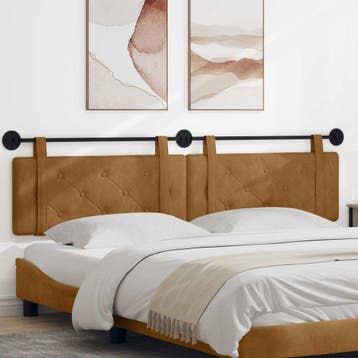 vidaXL Hangend hoofdbord Bruin Fluweel, Huis en Inrichting, Slaapkamer | Bedden, Verzenden, Nieuw, Bruin, Stof