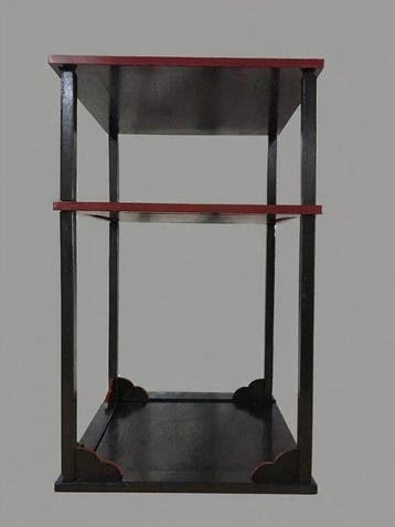 Japanese Wooden Black & Red Lacquer Tea Ceremony Shelf