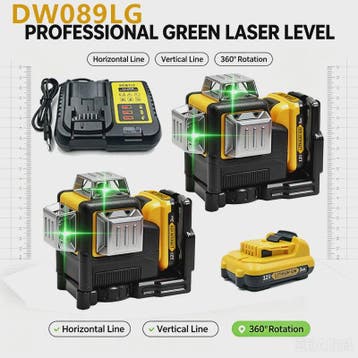 Professionele Groene Laserwaterpas DW089LG - 12 Lijnen, 360°, Verzenden, Nieuw