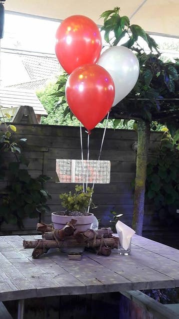 3 Helium Ballonnen aan gewichtje -Blauw - Wit, Nieuw