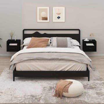 vidaXL Nachtkastjes 2 st wandgemonteerd 50x36x40 cm zwart, Minder dan 45 cm, Verzenden, Nieuw, Minder dan 55 cm