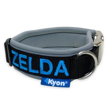 Halsband met naam - neopreen gevoerd - 4 cm breed | 4Kyon, Ophalen of Verzenden, Handgemaakt, Nieuw