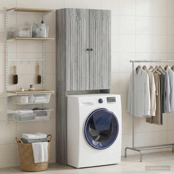 vidaXL Toiletkast ALKMAAR Grijs Sonoma 66 x 25,5 x 190 cm, Huis en Inrichting, Verzenden, Nieuw