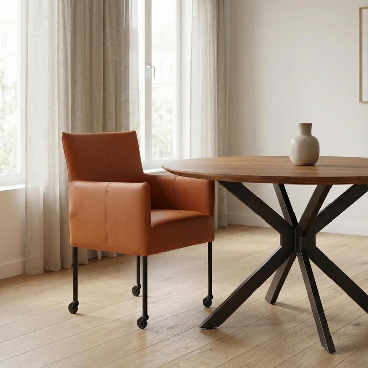 Leren eetkamerstoel Desire - Hermes Cognac (cognac/oranje), Huis en Inrichting, Stoelen, Nieuw, Leer, Ophalen of Verzenden