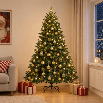 vidaXL Kunstkerstboom met kerstbal 180 cm 300 LEDs Warmwit, Diversen, Verzenden, Nieuw