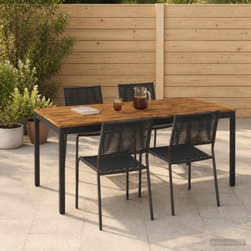 vidaXL Tuindiner tafel Naturel en Zwart 180 x 88,5 x 75 cm, Verzenden, Nieuw