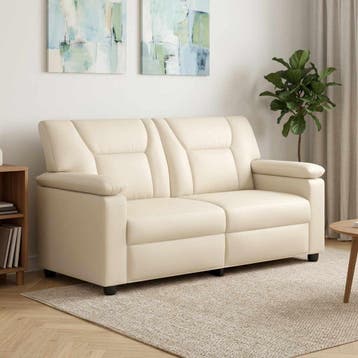 vidaXL Bank Crèmekleurig 171 x 85 x 93 cm Kunstleer, Huis en Inrichting, Verzenden, Nieuw, Leer, 150 tot 200 cm