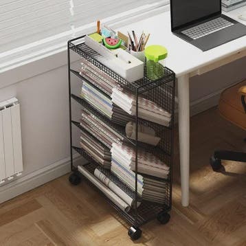 Mobiele Boekenkast op Wielen - Metalen Opbergrek voor Kantoo, Verzenden, Nieuw