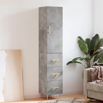 vidaXL buffetkast 34,5x34x180 cm bewerkt hout betongrijs, Huis en Inrichting, Kasten | Buffetkasten, Minder dan 50 cm, Verzenden