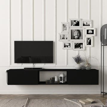 [en.casa] Tv-meubel Paltamo zwevend 180x31x29,5 cm zwart, Verzenden, Nieuw