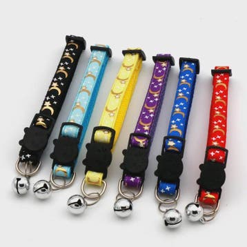 Verstelbare Kattenhalsband met Bel en Sterren/Maan Print - V, Verzenden, Nieuw