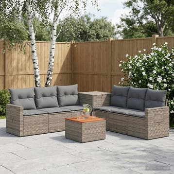 vidaXL Bankstel 8 st Grijs en Donkergrijs Poly Rattan en, Huis en Inrichting, Verzenden, Nieuw