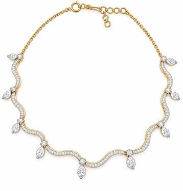 Choker halsketting - 14 karaat Witgoud, Geel goud - 3.68ct.