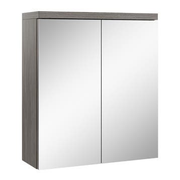 Spiegelkast Toledo 60 x 20 x 60 cm Grijs Eiken Badkamerkast, Verzenden, Nieuw, Spiegelkast