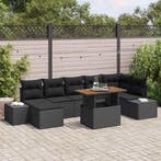 vidaXL Tuin Sofa Set met opslag 8 pcs Zwart Poly riet, Verzenden, Nieuw, Rotan