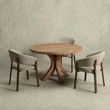 Mangohouten Eettafel Sun Rond 150 cm Houten onderstel, Verzenden, Rond, Nieuw, Industriële meubels