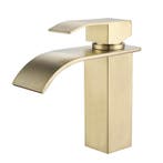 Waterval Wastafelkraan Goud | Mat Goud | 17cm hoog, Verzenden, Nieuw, Rvs, Kraan