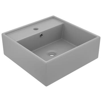 vidaXL Wastafel met overloop vierkant 41x41 cm keramiek mat, Verzenden, Nieuw