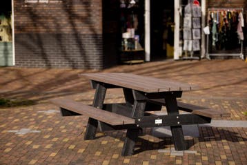 Rockwood® Picknicktafel Zwaar Kunststof - Quartz Brown -, Ophalen of Verzenden, Nieuw, Rechthoekig, Hout