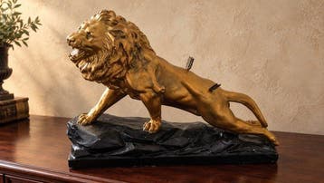 Beeld, Lion blessé - 43 cm - gegoten gips - 1950