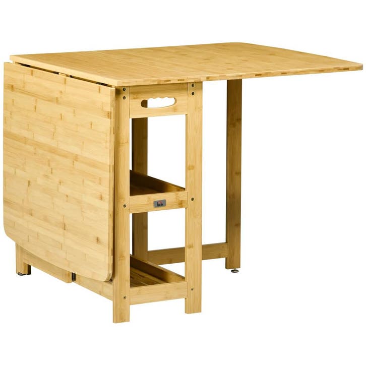 TRUUSK Bamboe Eettafel met Opbergvakken - Verstelbare Voeten, Huis en Inrichting, Bureaus, Nieuw, Verzenden