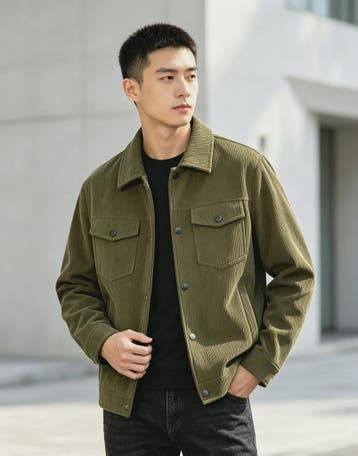 Herfst/Lente Heren Casual Corduroy Jas met Knopenkraag, Dieren en Toebehoren, Verzenden, Nieuw