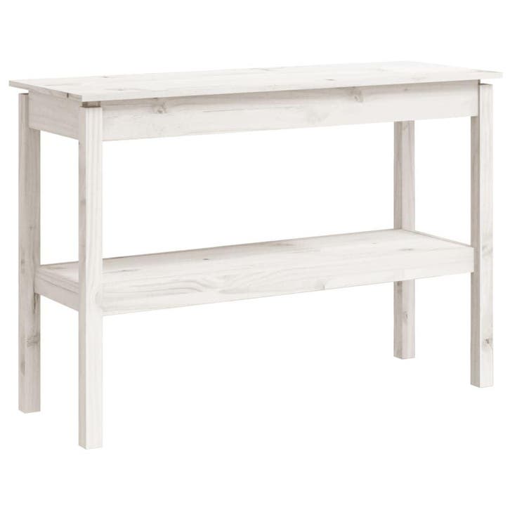 Sidetable Wit Massief Hout | Tweedekansje | OP=OP, Huis en Inrichting, Tafels | Sidetables, 100 tot 150 cm, 25 tot 50 cm, Rechthoekig