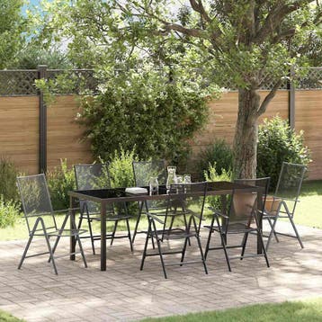 vidaXL Tuin eettafelset 7 st Antraciet Gepoedercoat staal, Verzenden, Nieuw, 7 zitplaatsen