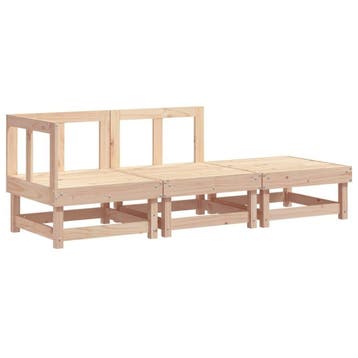 Modulaire tuinbank massief hout | Tweedekansje | OP=OP, 3 zitplaatsen, Ophalen of Verzenden, Zo goed als nieuw, Loungeset