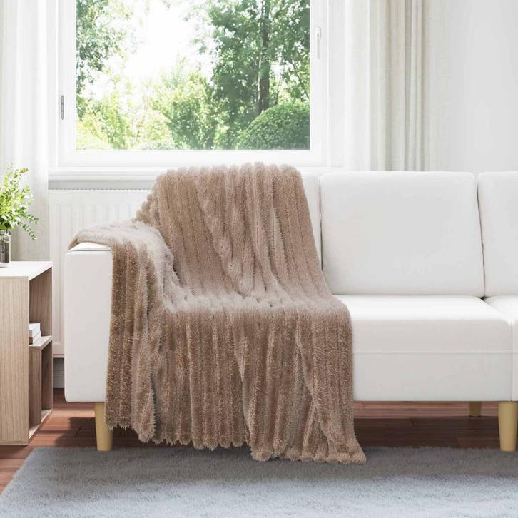 vidaXL Gooi Deken Kameel 150 x 130 cm Fleece, Huis en Inrichting, Slaapkamer | Beddengoed, Bruin, Nieuw, Verzenden