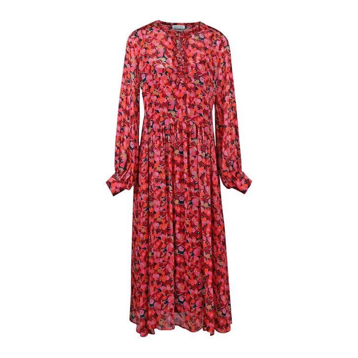 Louis and Mia • rood met roze maxi jurk • 38, Kleding | Dames, Jurken, Rood, Nieuw, Maat 38/40 (M), Verzenden