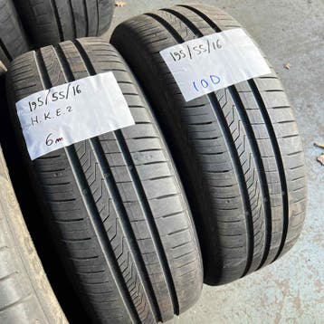 2 x Hankook 195-55-16 Zomerbanden 6mm, Gebruikt, 16 inch, Ophalen of Verzenden, Band(en)