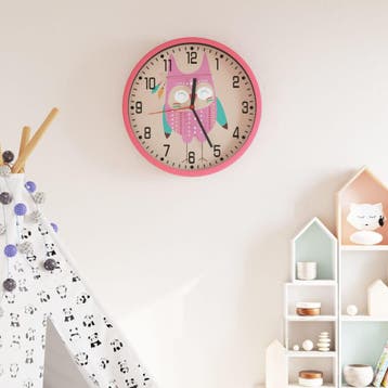 vidaXL Wandklok Ø25,5 cm polystyreen en glas roze, Verzenden, Nieuw