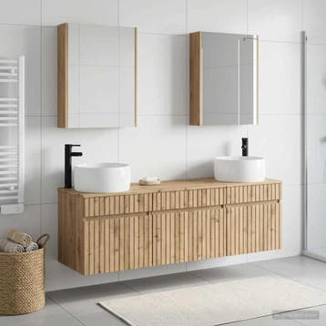 vidaXL Badkamerkastenset 5 st Artisanaal eiken Bewerkt hout, Verzenden, Nieuw