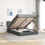 vidaXL Bed met matras 140x200 cm stof donkergrijs, Huis en Inrichting, Slaapkamer | Bedden, Verzenden, 140 cm, 200 cm, Nieuw