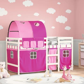 vidaXL Kinderhoogslaper met tunnel 90x190 cm massief, 90 cm, Eenpersoons, Verzenden, Nieuw