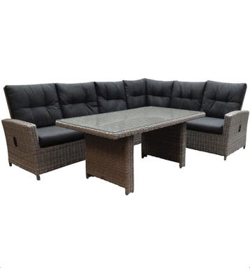 San Marino hoek dining loungeset rechts verstelbaar 3-delig, Tuin en Terras, Ophalen of Verzenden, Nieuw, Wicker