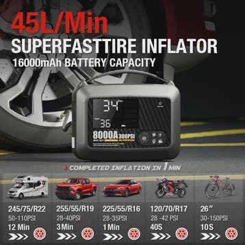 Krachtige 8000A Jump Starter met Luchtpomp - Heavy Duty Auto, Verzenden, Nieuw