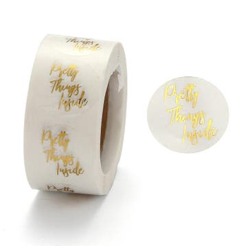 1 rol 500 stickers Wensetiket zegel rond 25mm Pretty Thin..., Ophalen of Verzenden, Nieuw