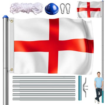 Aluminium vlaggenmast 650cm incl Engeland/UK vlag, Verzenden, Nieuw