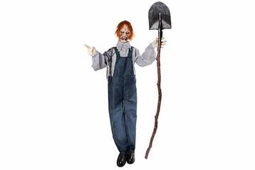 Halloween skelet met schep 160 cm – licht en geluid, Nieuw, Halloween of Griezel