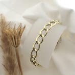 Gouden wijde gourmet schakelarmband., Sieraden, Tassen en Uiterlijk, Armbanden, Ophalen of Verzenden, Gebruikt, Overige kleuren