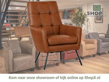 Leren fauteuil Proud - Granada Savannah (cognac), Nieuw, Ophalen of Verzenden, 75 tot 100 cm, Industrieel, Modern