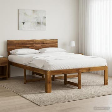 vidaXL Tweepersoonsbed met hoofdeinde ROSTOCK Naturel 120 x, Bruin, Verzenden, Nieuw, Twijfelaar