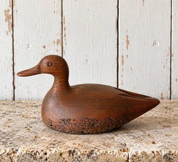 Lokeend - Rare Antique Hand-Carved Wooden Duck Decoy 27 cm –, Antiek en Kunst