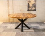 Ronde mango eettafel naturel Spider 140 cm (diameter), Ophalen of Verzenden, Nieuw