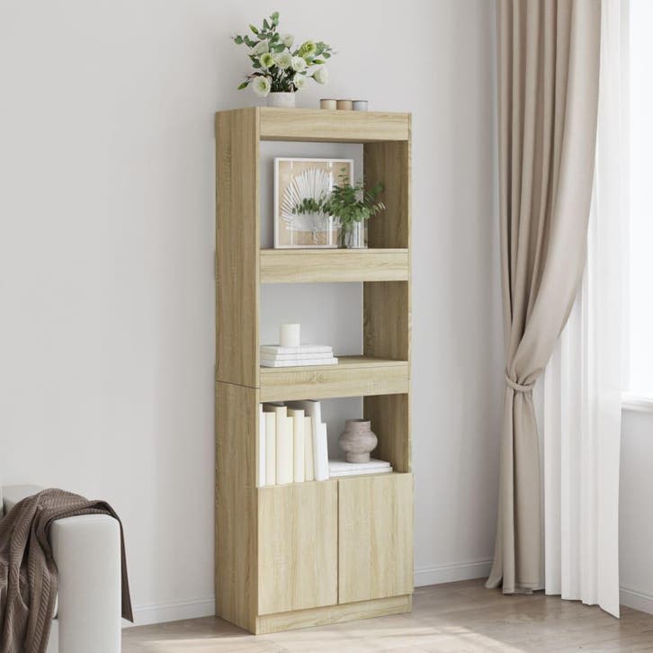 vidaXL Hoge kast 63x33x180 cm bewerkt hout sonoma, Huis en Inrichting, Kasten | Boekenkasten, Nieuw, Overige houtsoorten, Verzenden