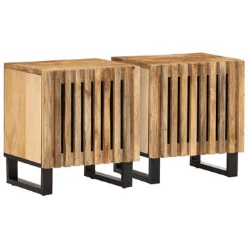 vidaXL Nachtkastjes 2 st 40x34x46 cm massief ruw mangohout, Minder dan 45 cm, Verzenden, Nieuw, Minder dan 55 cm